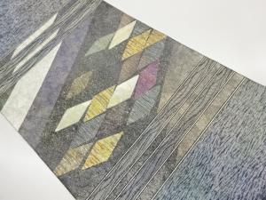 紙布螺鈿斜線に菱模様織出し袋帯